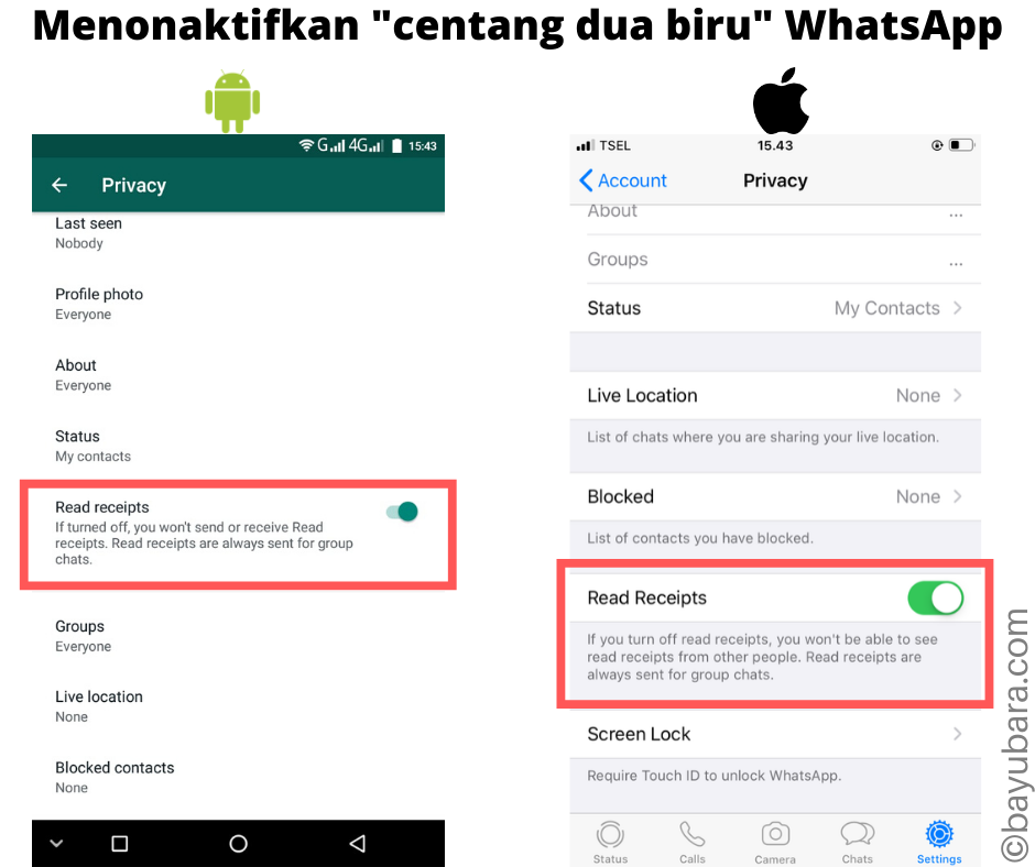 Cara Menghilangkan (Menonaktifkan) Centang Dua Biru pada WhatsApp