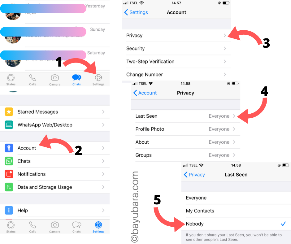 Menggilangkan Status Online Terakhir dilihat (last seen) Whatsapp iPhone (iOS)