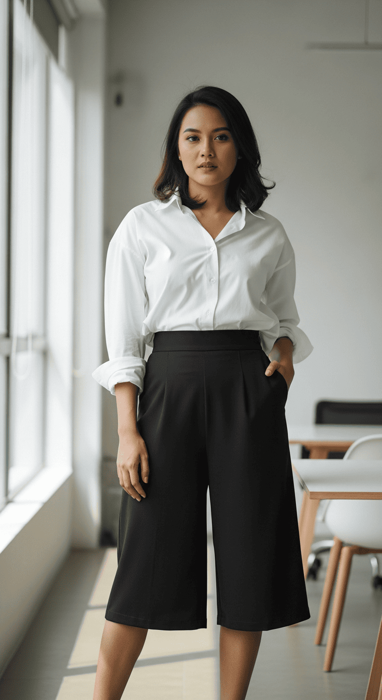 Kemeja Putih Oversize + Celana Kulot.608Z